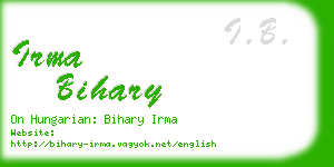 irma bihary business card